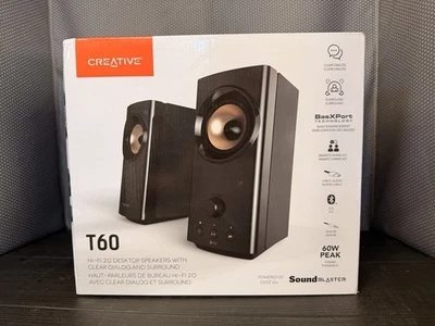 Creative Labs T60 Compact Hi-Fi 2.0 Desktop Speakers W/ Clear Dialog & Surround - Image 1 of 2