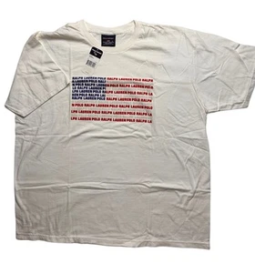 Polo Ralph Lauren Sport White USA Flag With Lettering Men's T-Shirt L Vintage 90 - Picture 1 of 1