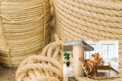 Cat Scratching Replacement Untreated Natural Sisal Rope 6mm-12mm Various Lengths - Image 1 of 4