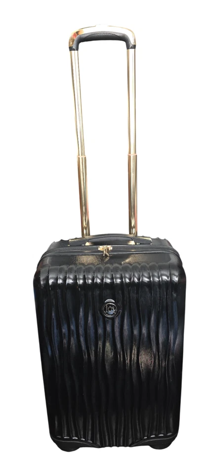 Joy Mangano Hard Shell Carry On Luggage – 360° Spinner Wheels – Black Gold - Image 1 of 4