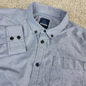 Prana Mens XL Gray All Over Striped Button Down Long Sleeve - Picture 1 of 6