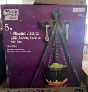 Home Accents 5 ft. Halloween Decorative Bubbling Cauldron with Fire LED Lights - Picture 1 of 3