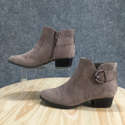 Unisa Boots Womens 8M Taupe Miola Ankle Bootie Side Zip Almond Toe Suede Casual - Image 1 of 4