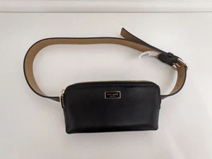 NWT! Kate Spade New York Black Leather Belt Bag Fanny Pack Size S/M - Picture 1 of 17