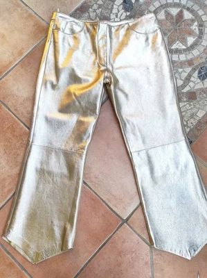 Closed Hose Jeans Marlene Bootcut Culotte Tapered  it. 44   dt. 38 M  Leder Gold - Bild 1 von 4
