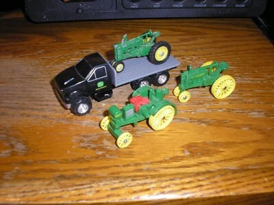 NICE ERTL John Deere HD Flatbed Delivery Truck with 3 Vintage Tractors Free SHIP - Image 1 of 3