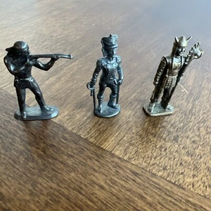 3 PC KINDER SURPRISE Mini Metal Figures Warriors Brass Chief Soldier - Picture 1 of 7