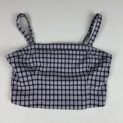 Top corto Hollister púrpura a cuadros elástico avanzado mediano para mujer Foto 1 de 4