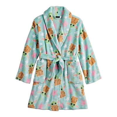 Girls Baby Yoda Robe Bathrobe Pajamas Cover Star Wars Mandalorian 4 6 8 10 PINK - Image 1 of 3