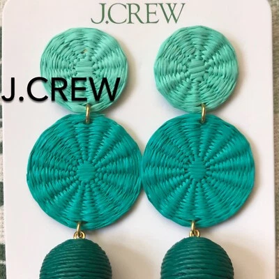 (NEW) Women’s J.Crew Patina Triple-Drop Raffia Earrings- Size: 3.5" MSRP: $69.50 - Image 1 of 4