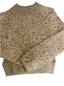 Suéter Veronica Barba S Beige Estampado Animal Corto Ajustado Lana Alpaca ¡EXCELENTE! - Imagen 1 de 9