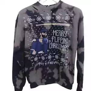 Ugly Christmas Sweatshirt Unisex Jose Bautista Upcycled Bleached - Size Small - Picture 1 of 7