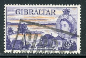GIBRALTAR 142 SG155 Used 1953 2sh QEII Definitive Rosia Bay & Straits CV$6 - Picture 1 of 1
