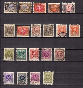 Pologne 1921-25 Armoiries un lot de 20 timbres oblitérés / TE4985 - Imagen 1 de 1