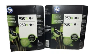Paquete doble de cartuchos de impresora de tinta negra HP 950XL 1 sellado 1 corte de cartón 2 juegos - Imagen 1 de 5