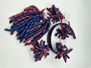 Maroon&burgundy&Navy Ponytail Pigtail Sport Hair Tie clip Woven headband School - Picture 1 of 6