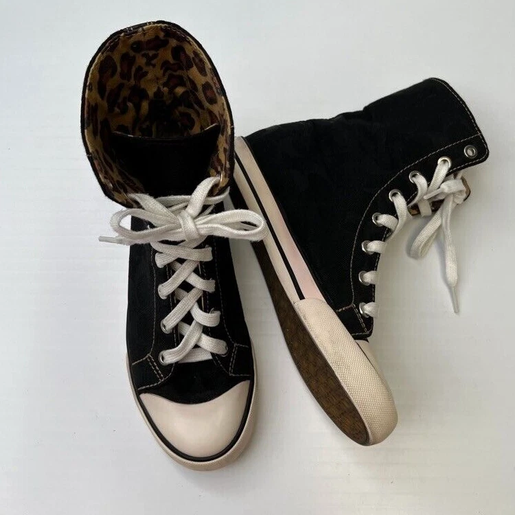 Zapato Coach Mujer 5 M Firma Retro Leopardo Plegable Parte Superior Alta Zapatilla Core Go Foto 1 de 4