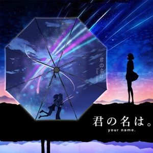 Ombrellone da viaggio Your Name Anime ombrellone da pioggia pieghevole automatico - Foto 1 di 5