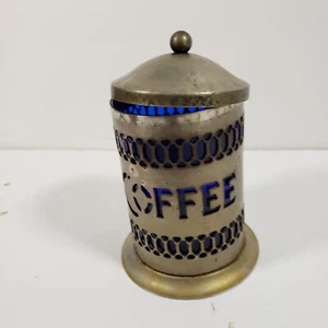 Bote de café Leonard vintage, inserto de plástico azul cobalto - hecho en Inglaterra - Imagen 1 de 7