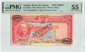 ANGOLA 500 Escudos 1956, P-90s, TDLR SPECIMEN, PMG 55 About UNC, Mount Remnants - Picture 1 of 2