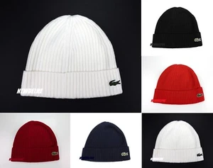 Neu mit Etikett Lacoste Signature Crocodile Logo Beanie Mütze Totenkopf Kappe 100 % Wolle Einheitsgröße - Bild 1 von 11
