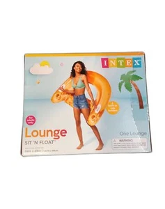 Intex Sit 'n Float Lounge Chair Cup Holders Orange Adult Size - Picture 1 of 3