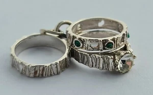 Vtg c1970 Solid 925 Sterling Silver Wedding & Engagement Ring Eternity Charm - Picture 1 of 7