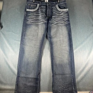 Antik Denim Mens Jeans Size 42 Blue Medium Wash Studded 5-Pockets Straight Leg - Picture 1 of 17