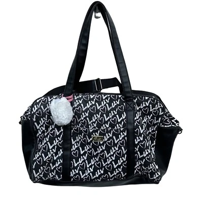 Betsy Johnson выстеганный стиль Weekender черный и белый Dot розовый ручки сумка с короткими ручками - Изображение 1 из 4