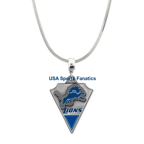 Detroit Lions Team Logo Necklace On 925 Sterling Silver Snake Chain (4 Sizes) Cover