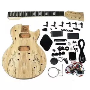 Guitare en Kit - L - Single Cut Noir, Table érable spalté / Ebène - Imagen 1 de 8