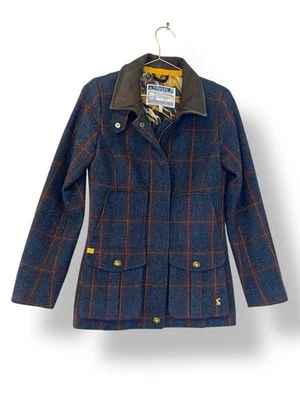 Chaqueta Joules Field Tweed Reino Unido 8 Abrigo de Lana Azul Country Heritage Tartán Foto 1 de 4