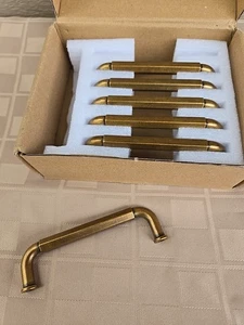 6 ct Goo-Ki 3 3/4'' Hole Center Cabinet Drawer Pulls Antique Brass * NEW OPEN - Picture 1 of 7