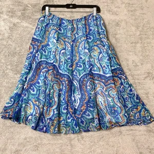 Lauren Ralph Lauren Damen Rock Mehrfarbig Paisley Chiffon Fließend Gefüttert - Bild 1 von 8