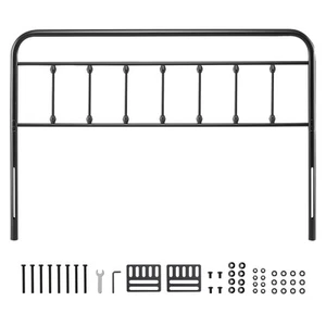 Metal Headboard for Queen Size Bed Ideal for Bedroom Hotel Dormitory Black - Picture 1 of 12