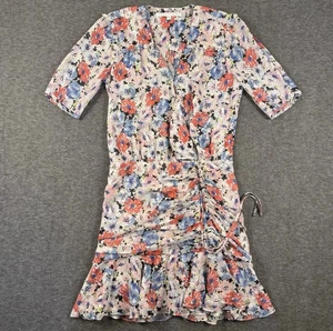 Veronica Beard Dress Womens 8 Multicolor Silk Floral Ruched Ruffle Short Sleeve - Picture 1 of 11
