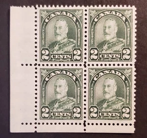 Stamps Canada Mint: #164 2c dull green Geo. V LL corner blk. of 4 VF MNH - Picture 1 of 1