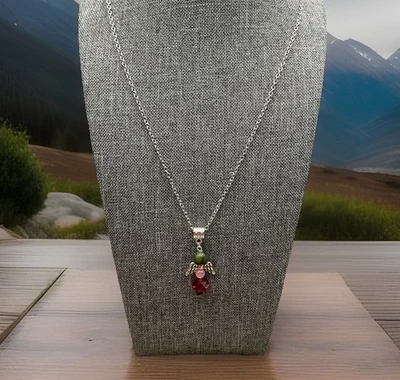 "Collar artesanal de jade ángel de Navidad 20""" Foto 1 de 4