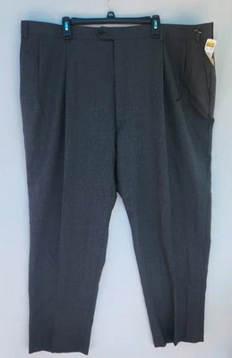 Pantalones de vestir George Foreman 100 % lana Worsted, talla 50x30, gris oscuro, grandes y altos Foto 1 de 4