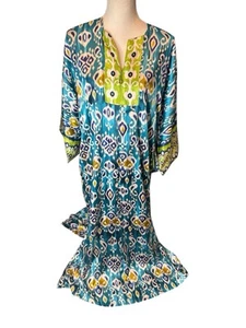 Vestido Caftán Estampado Oscar De La Renta Talla XS De Gran Tamaño Diseñador Verano Dinero Antiguo - Imagen 1 de 5