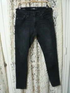-HOLLISTER SKINNY EPIC FLEX MEN SZ 31 (31x31) BLACK DENIM JEANS-9.5" LOW RISE - Picture 1 of 12