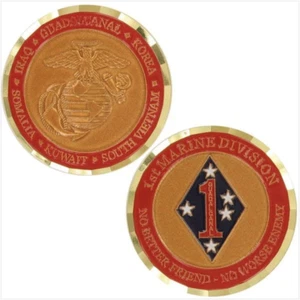GENUINE U.S. MARINE CORPS COIN: FIRST MARINE DIVISION - Picture 1 of 1