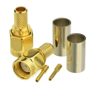 100-Pack RP-SMA Male Straight Solder Crimp Connector for LMR-200 Coaxial Cable - Picture 1 of 3