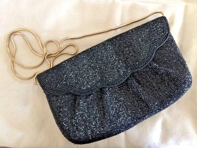 Vintage Walborg Black Fully Beaded Purse, ca 1985 😻 - Image 1 of 4