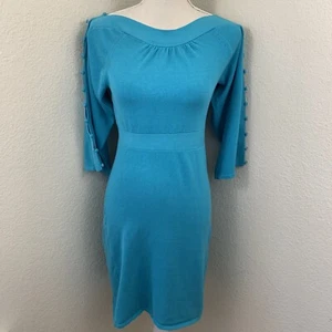 Antonio Melani Damen Gr. Small Blau Pullover Stretch Kleid Knopf Seidenmischung - Bild 1 von 12