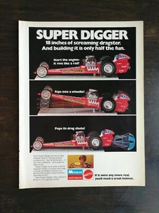 De colección 1971 Mattel Super Digger Dragster modelo página completa anuncio a color original 324 - Imagen 1 de 1