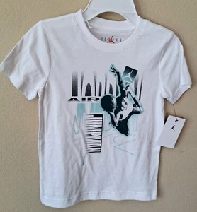 Air Jordan Jumpman Nike T-Shirt 6 Boys White Teal Graphics Short Sleeves - Picture 1 of 4
