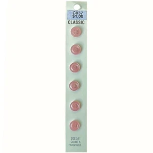 Buttons Pink Round 4-Hole 6-Pack 3/8" Vintage Blumenthal Lansing No. C037 - Picture 1 of 7