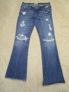 Pantalones de mezclilla Abercrombie Fitch para mujer 4 azules acampanados tiro bajo desgastados rasgados - Imagen 1 de 11