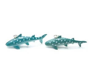 Walhai Ohrringe Miniblings Hänger Hai Haifisch Wal tauchen blau weiße Punkte - Bild 1 von 4